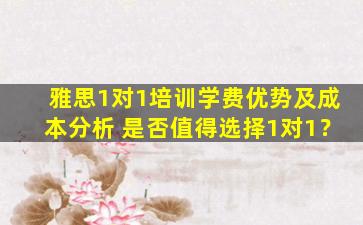 雅思1对1培训学费优势及成本分析 是否值得选择1对1？